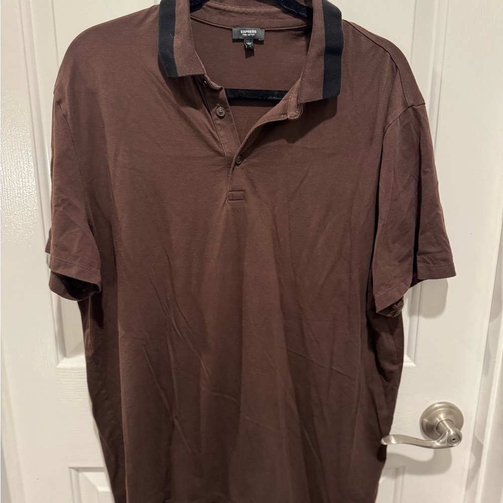 Mens Express Brown Pima Cotton Polo Shirt Size XL